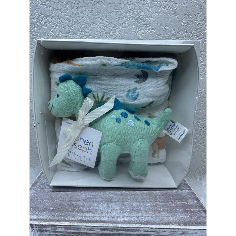 $47 🌙 Stephen Joseph Plush Light Green Dinosaur Plush Stuffed Baby Toy, Blanket